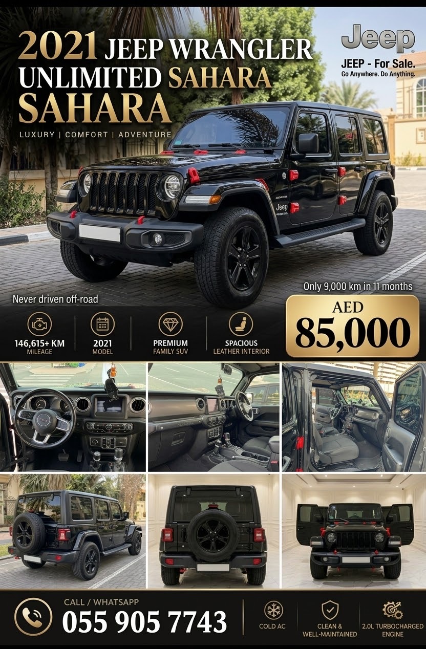 Siyah Jeep Wrangler Sahara 2021