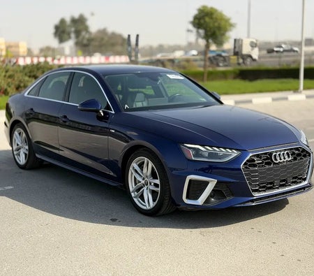 Голубой Audi A4 S Line 2022 год