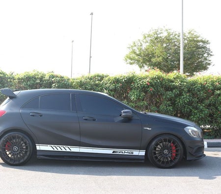 Black Mercedes Benz AMG A45 2014
